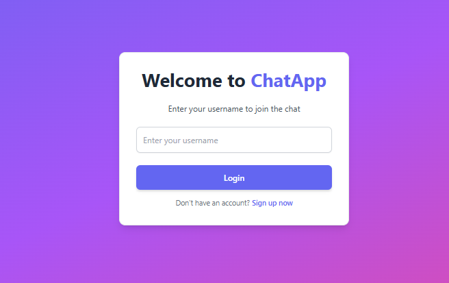 chat app login page
